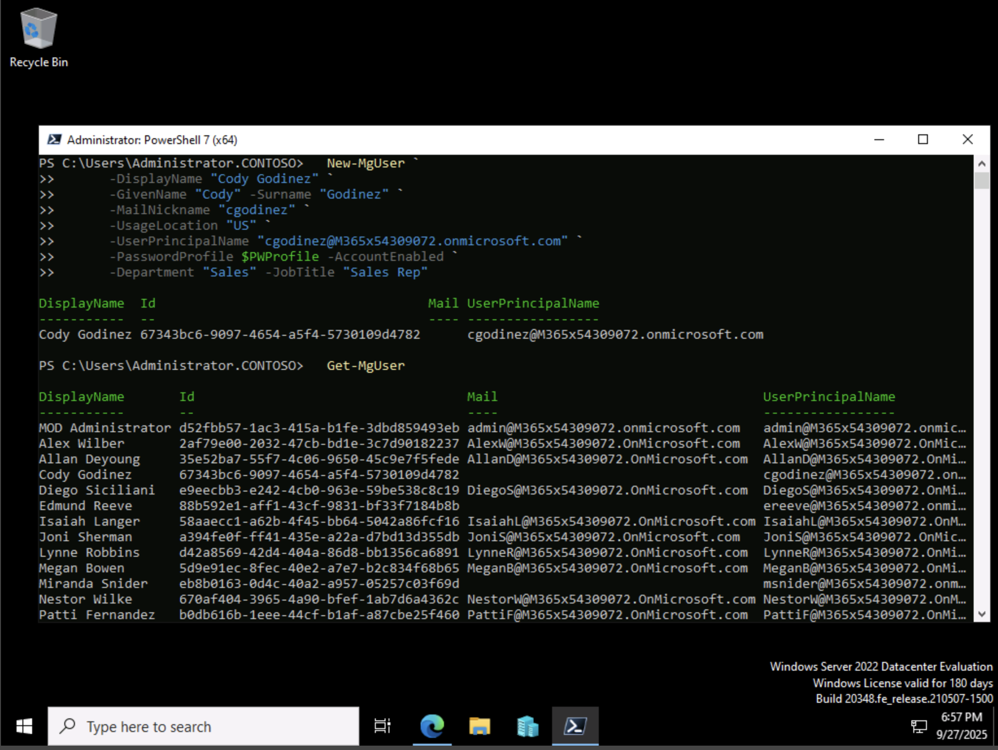 PowerShell output Cody