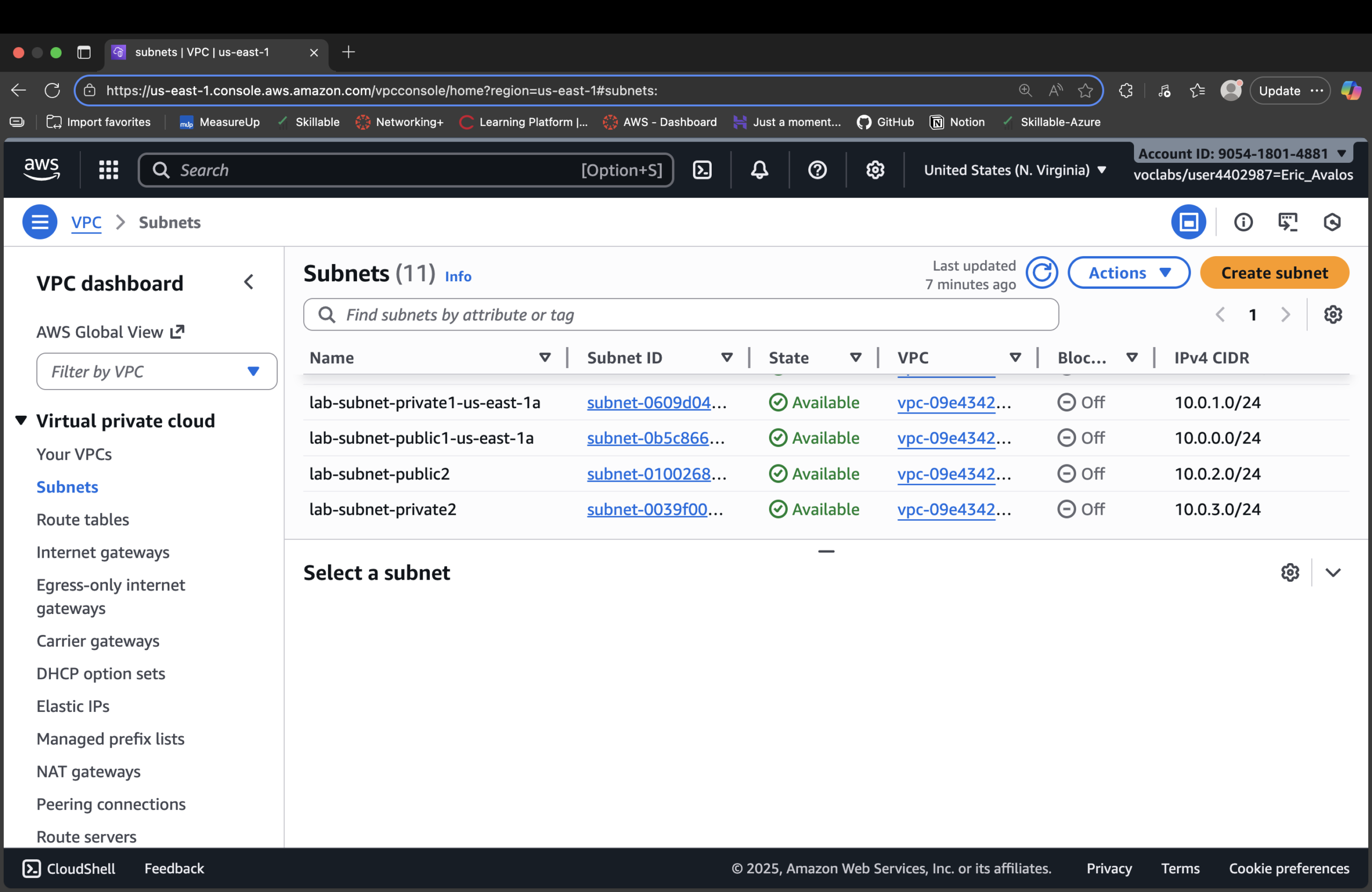 Subnets and route tables