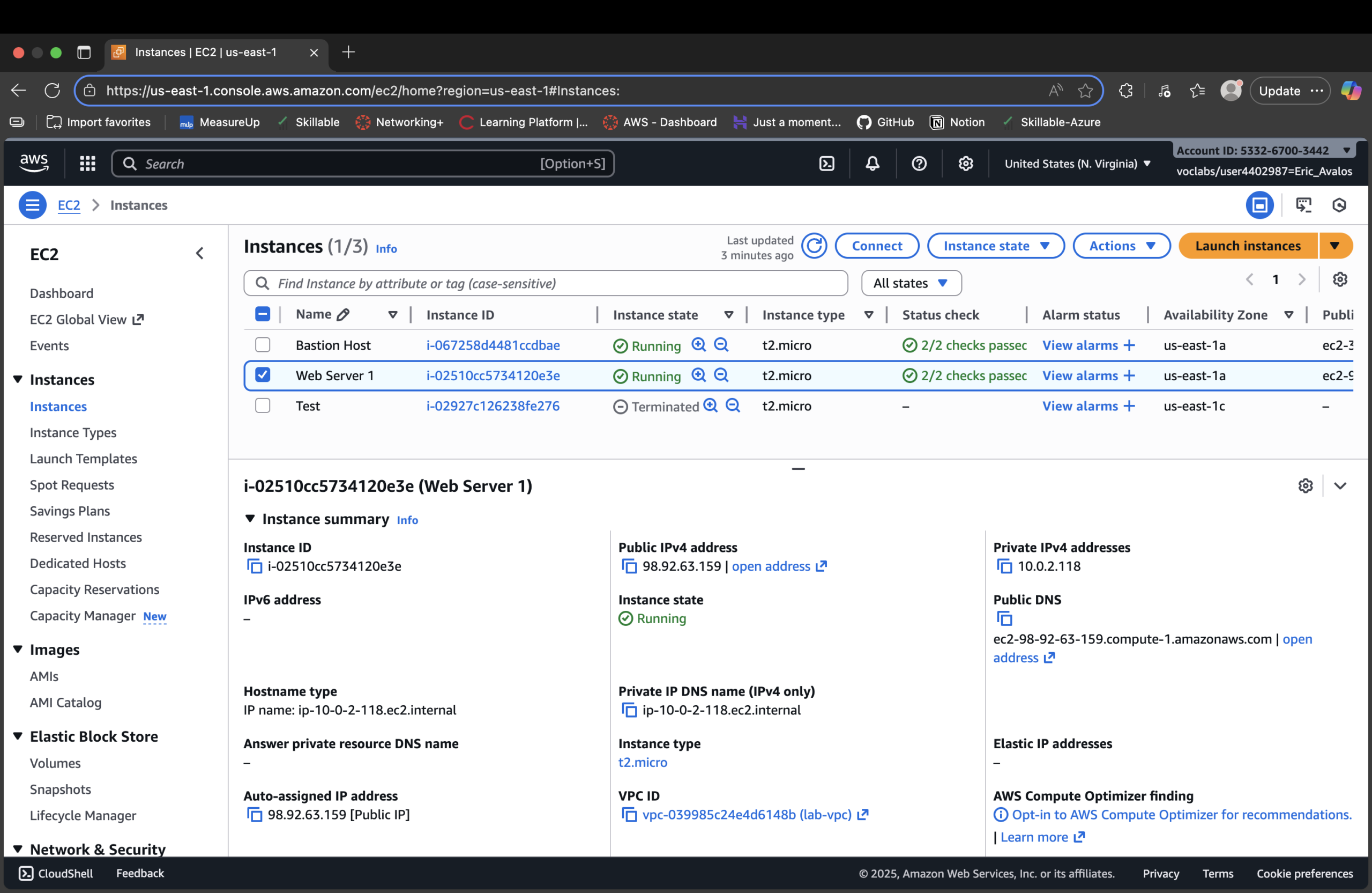 EC2 web server details