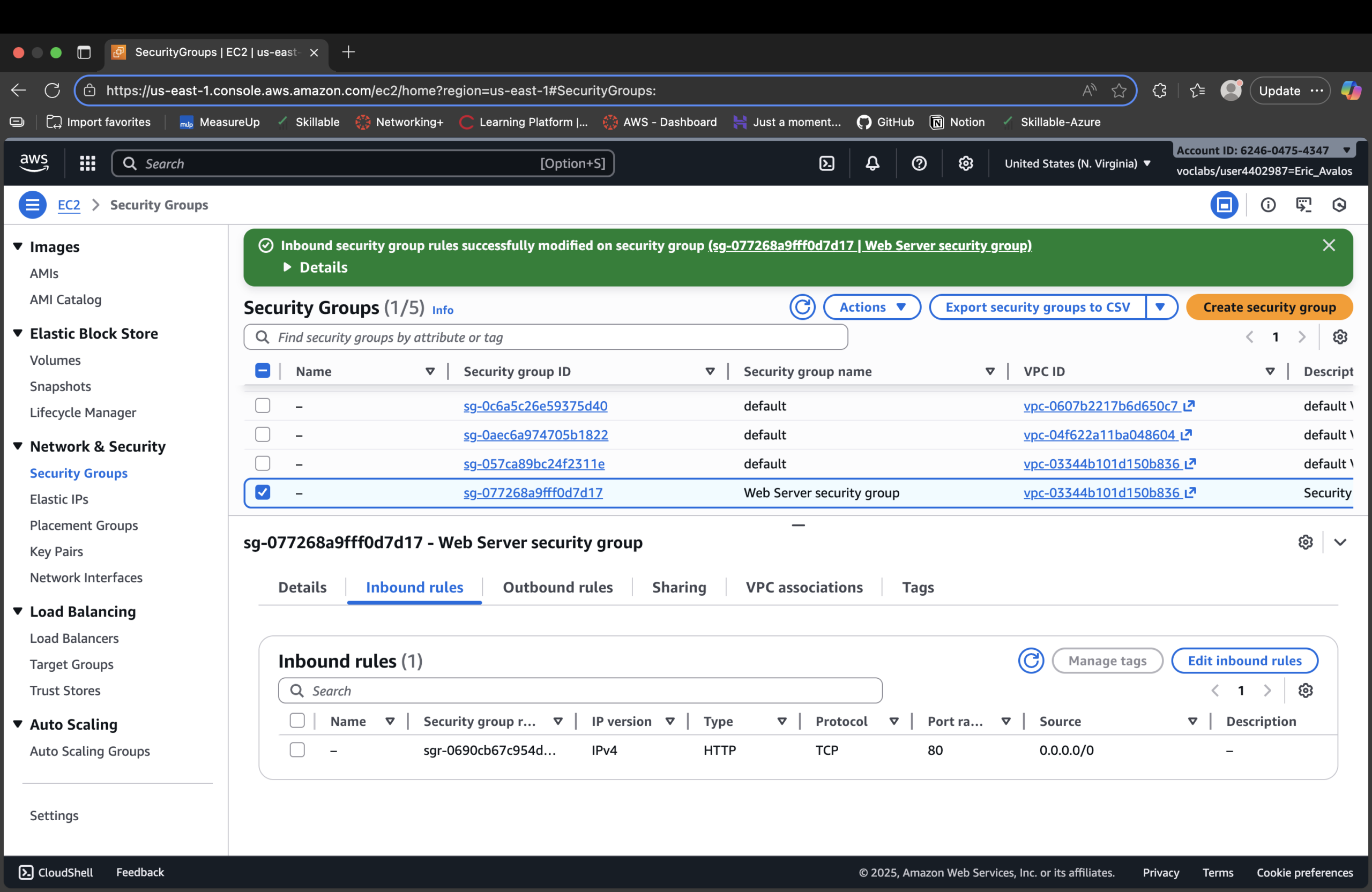 Web Server security group inbound HTTP rule