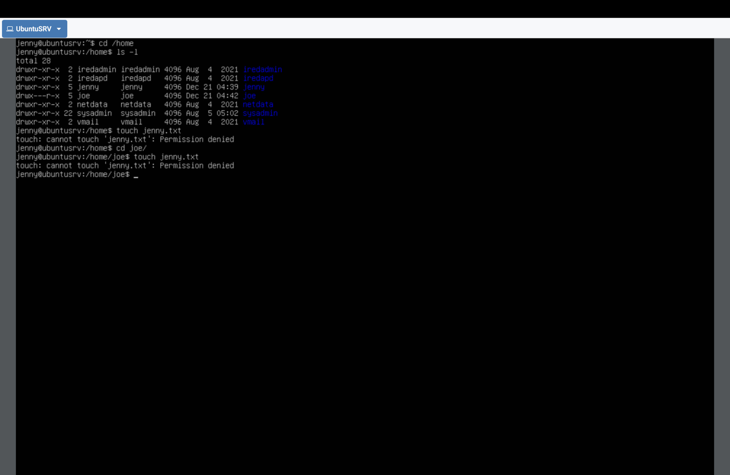 Read/traverse allowed but write denied