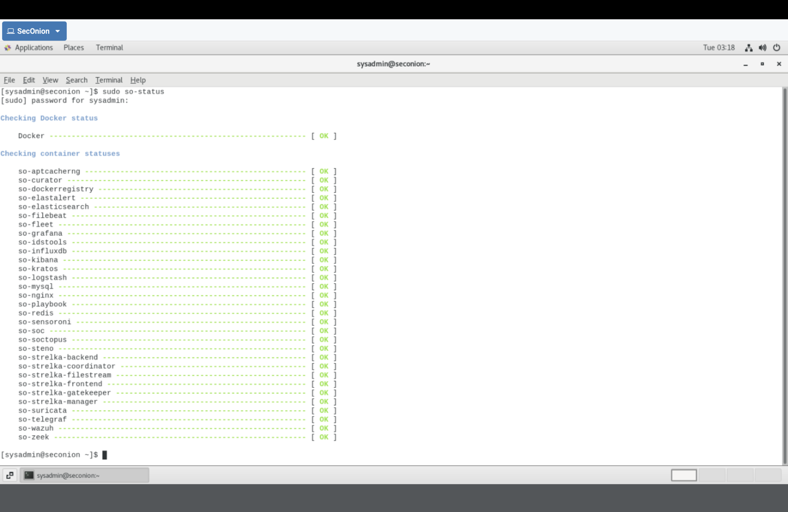 Security Onion so-status OK